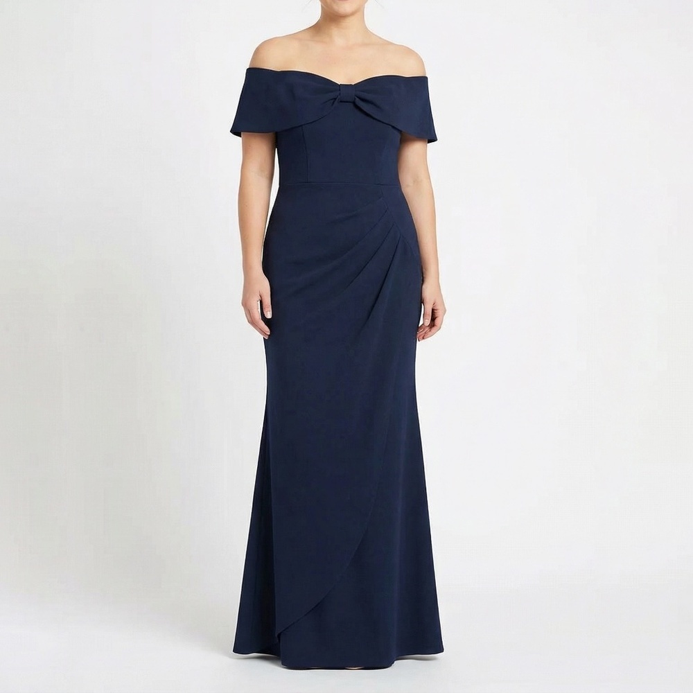 Xscape - Bow Off the Shoulder Scuba Knit Cocktail Dress